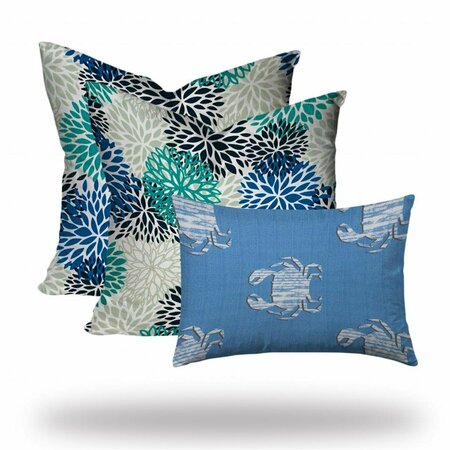 PALACEDESIGNS 20 x 20 in. Blue Coastal Indoor & Outdoor Sewn Pillows Multi Color, 3PK PA3659745